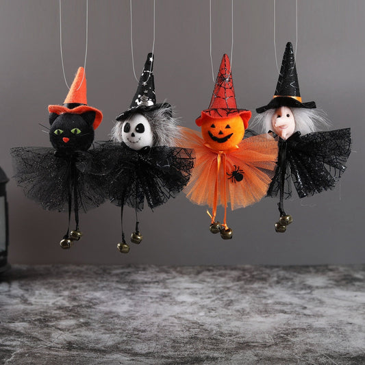 Halloween Pumpkin Ghost Witch Black Cat Pendant Scary Witch Hanging Oranments Happy Halloween Party Decoration for Home 2023