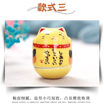 Keramisk maneki neko boligindretning tegneserie japansk heldig kat tumbler feng shui keramisk formue katkatstatue værelse indretning tilbehør