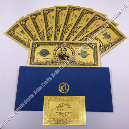 10 Stück/Los USA 100 Dollar Goldfolie Platsic Banknote Bill Vereinigte Staaten von Amerika mit Umschlag für Geschenke 