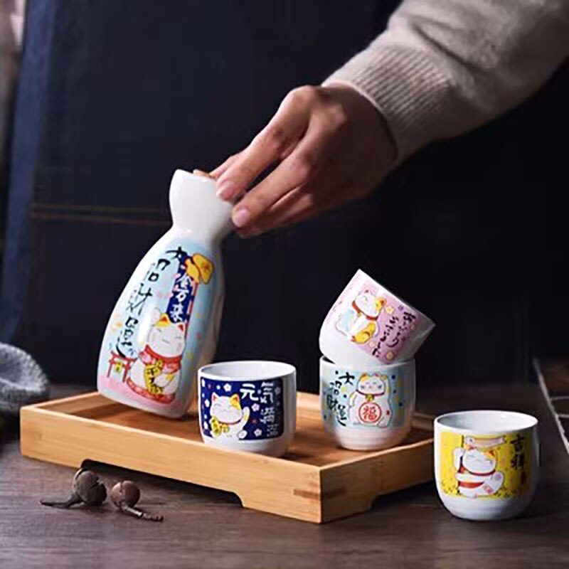 Japanische Sake Topf Set Obst Wein Becher Sake Tasse Haushalt Baijiu Wein Becher Keramik Sake Wein Set