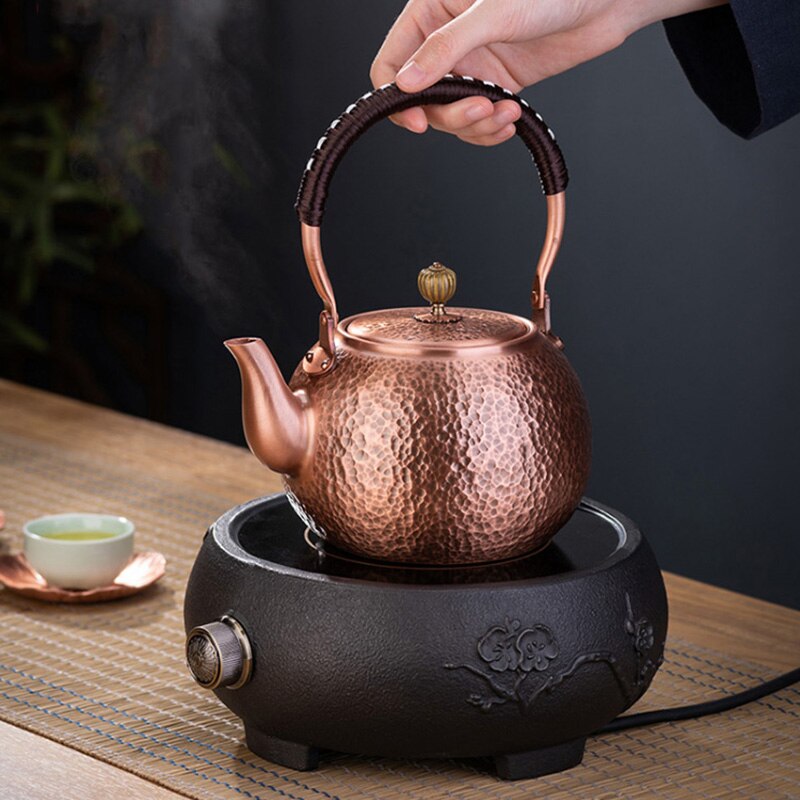 Красная медная чайница китайская чайная церемония