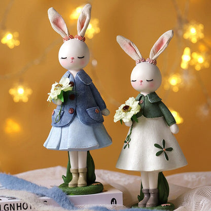 Cartoon schattige konijn huistafel hars ornamenten konijn paasfeest happy paasdag decor 2023 kinderen hgril konijn feest cadeau gunst
