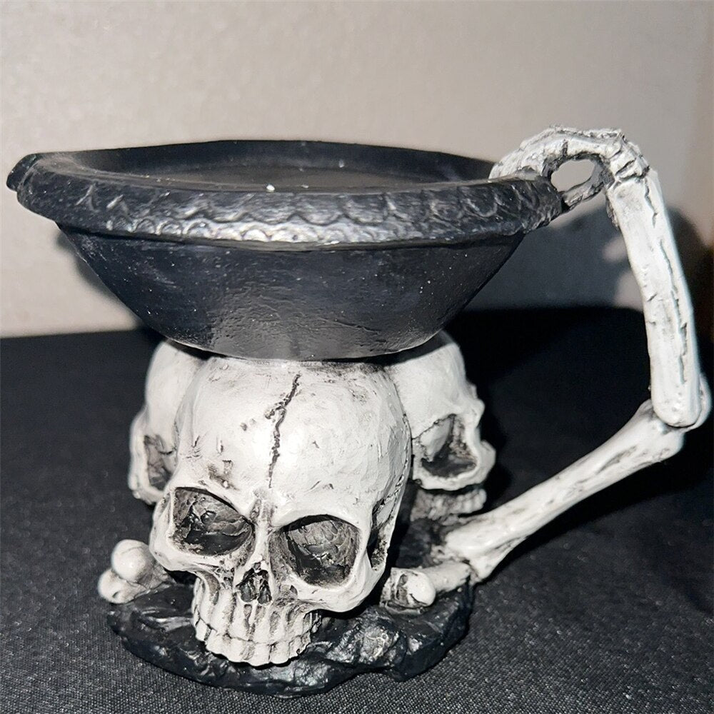 Resin Skull Candlesticks Skull Ornaments Resin Holder Candle Halloween Resin Skull Candle Holder Halloween Dining Table Decor