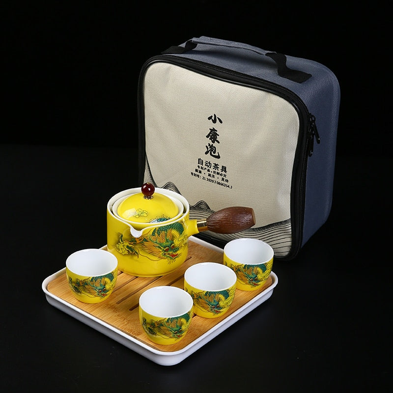Tè in ceramica tazza di tè per puer in porcellana cinese Kungfu Set da tè 360 rotazione e infusore ， tè da viaggio portatile