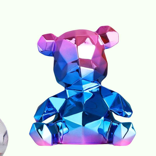 Electroplating Bear Standbeeld Geschenk voor kind Teddybeer Sculptuur Dierlijk ornament Woonkamer Home Decoratie Dog Figurine
