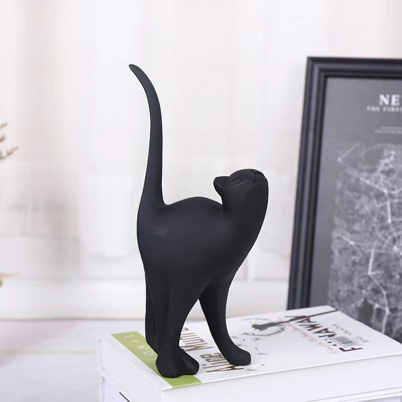 Nova decoração para casa de gato rosa de chegada, estátua criativa de gato, decoração de desktop da sala de estar, presente de artesanato de escultura de resina