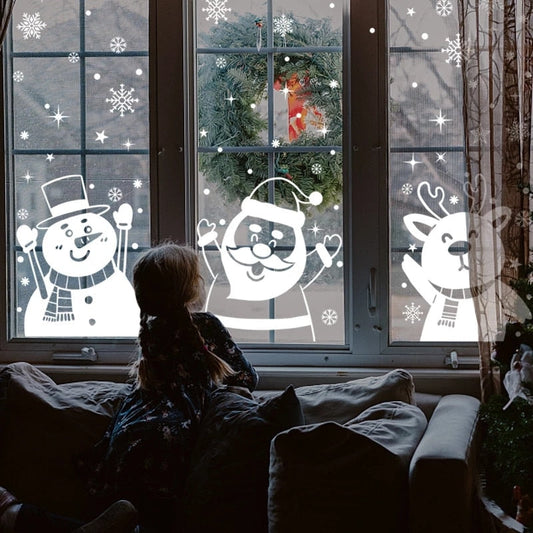1set Santa Claus Snowman Elk -ikkunan tarrat lumihiutale sähköstaattinen seinätarra 2023 Joulukoriste kodin uudenvuoden aikana