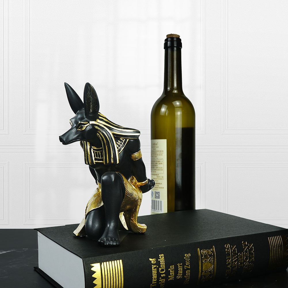 Home Decoration Accessories Abstract Anubis Wine Rack Ancient Egyptian Style Living Room Table Ornament Retro Bar Counter Decor
