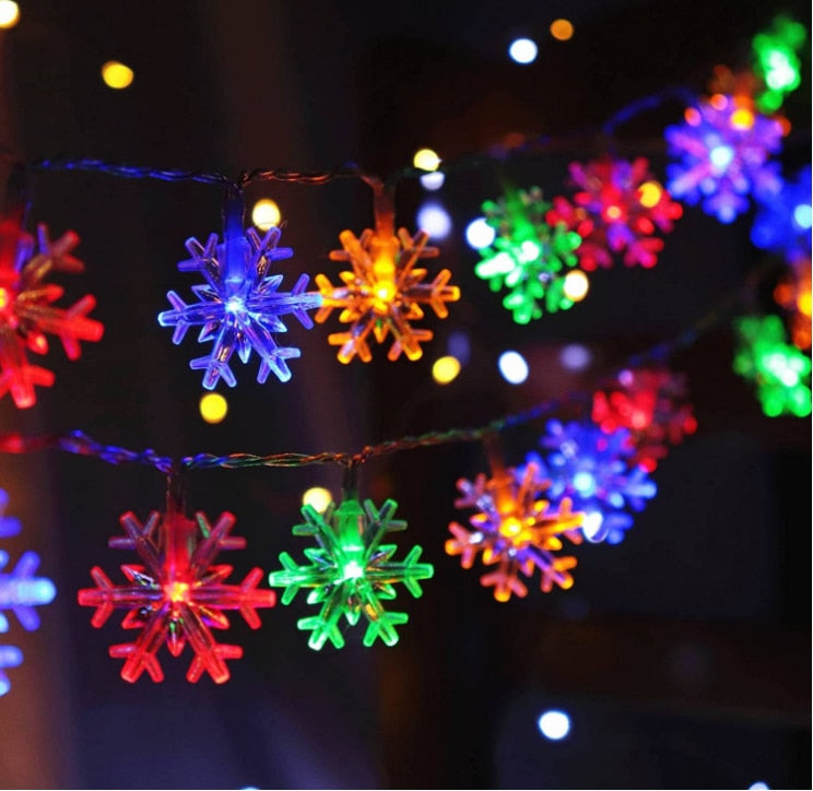 3m 20 줄의 눈송이 LED 끈 조명 크리스마스 장식품 홈 크리스마스 트리 교수형 장식 Navidad Noel 새해 선물 2023