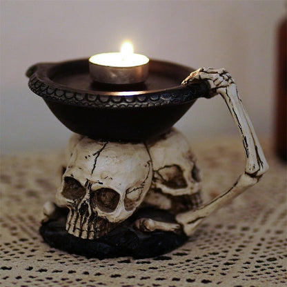 Żywiczna czaszka świeczniki ozdoby czaszki Uchwyt żywiczny Świec Halloweenowa żywica Czaszka Świecowa Halloweenowa wystrój stolika jadalny