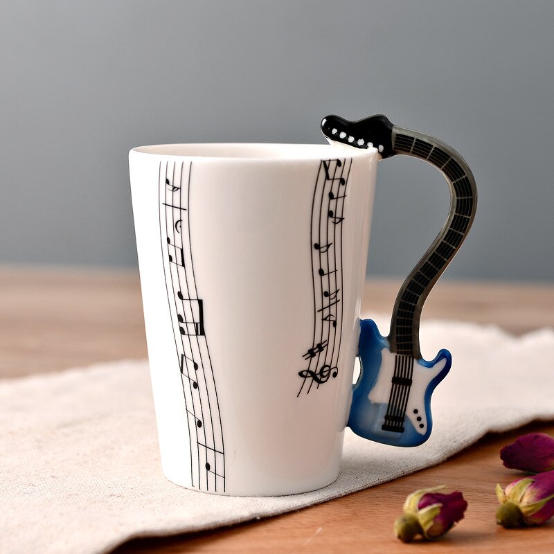מוסיקה חידוש תו כוס קרמיקה גיטרה קפה ספלי קפה תה אישיות תה/חלב/מיץ/בקבוק מים לימון מתנה ליום הולדת לחג המולד