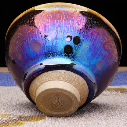 Jianzhan Tenmoku Tea Cups Glorieuze kleurverandering door beroemde Potter Zilong Liu afgevuurd in Kiln Ceramic Tea Bowl Drinkweergeschenkdoos