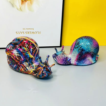 Nuevos adornos creativos para la artesanía de resina de animales de caracol, decoraciones de animales de escritorio de la sala de estar, estatuas de caracol