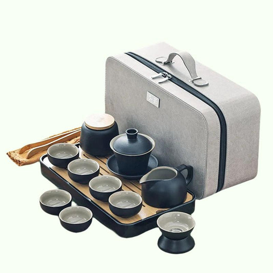 Juego de té de viaje chino Gaiwán Infusores portátiles Ceremonia Cerámica Juegos de té de té Taza Terreno completo Regalo Juego Te Kitchen Téware