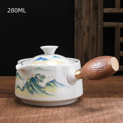 Tetera de vidrio de cerámica Gongfu Té Té 360 Rotación Té de té tetera individual para té