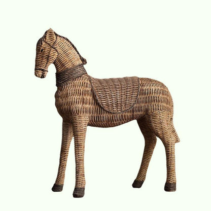 馬樹脂像レッタン織りパターンシミュレーション動物現代美術装飾学習テレビキャビネットワインキャビネット彫刻クラフト