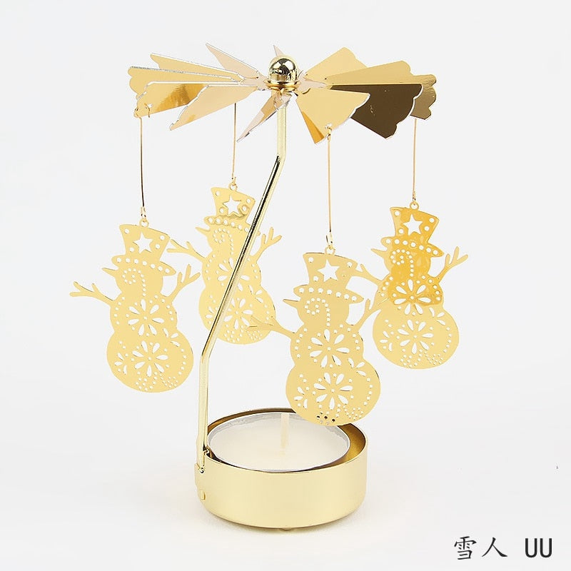 2023 Romantisk roterende lysestager Rotation Spinning Carrousel Tea Light Candle Holder Dinner Julefest Dekoration