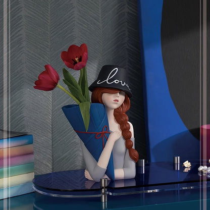 تماثيل فتاة للمنزل، زخارف طاولة مزهرية، ديكور مكتب، تماثيل صغيرة لخزائن التلفزيون، تنسيقات الزهور، إكسسوارات الأزهار
