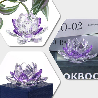 Crystal Lotus Flower Crafts Glass Paperweight Hjem dekorasjon Ornamenter Figurer Hjem Bryllupsfest Dekor Gaver Souvenir