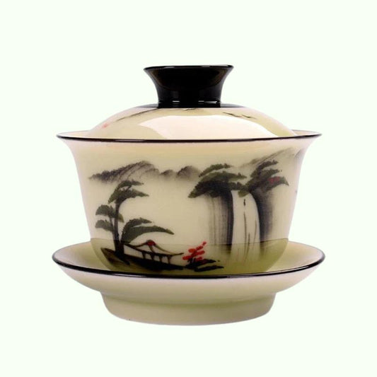 150 ml Pintura de paisaje chino creativo Juego de té Gaiwán Juegos de té de té de té Cazas de té de té de tetera Ceremonia de té