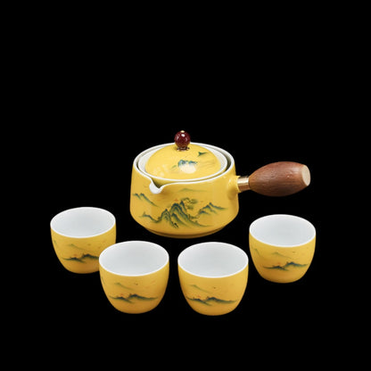 كوب شاي سيراميك لطقم شاي الكونغفو الصيني من البورسلين Puer، صانع شاي ومصفاة دوران 360 درجة، شاي سفر محمول se