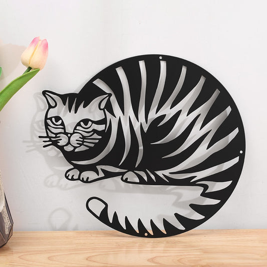Décoration murale géométrique en métal avec Silhouette de chat, signe suspendu, Vintage, décoration de chambre à coucher, décoration de maison, cadeau pour amoureux des chats 