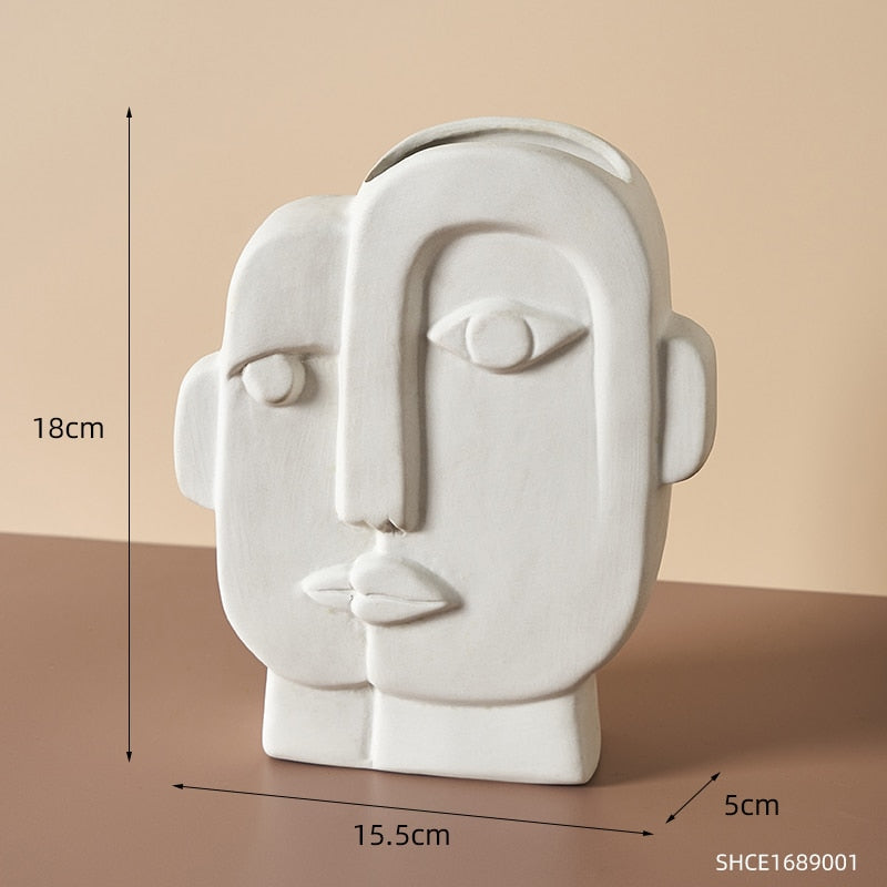 Abstract Human Face Vases Ceramic Crafts Home Decoration Accessories Living Room Table Ornaments Hydroponic Vases Garden Decor