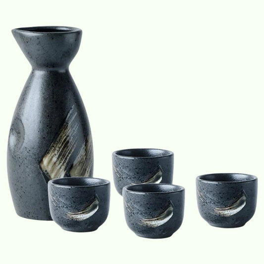 Hand-Painted Ceramic Sake Wine Set Frosted Hand-Feeling 35-170ml 1 Hip Flask 2/4 Cup Vodka Shochu Gift Bar Set Decanter