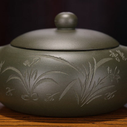 Handmålad orkidémönster Tea Set Kettle Yixing Handmade Purple Clay Tea Pot Tea Ceremony Xishi TEAPOT TEA CEREMONY Present