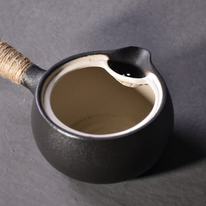 إبريق شاي كيوسو من السيراميك من الفخار الأسود - وعاء شاي للشرب، 500 مل