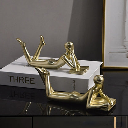 Luxury Creative Thinker Reading Sculptures Home Decor Accessories Living Room Office Study Little Figure Statues Art Room Decor