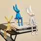 Statue de lapin brillante et créative, 3 pièces, décoration de maison, Sculpture d'art en résine animale nordique moderne, artisanat, ornement galvanisé de bureau 