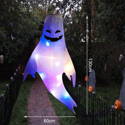 Светодиодный свет Хэллоуин Висящий призрак Дети Фаворы Хэллоуин вечеринка на открытом воздухе в помещении для дома