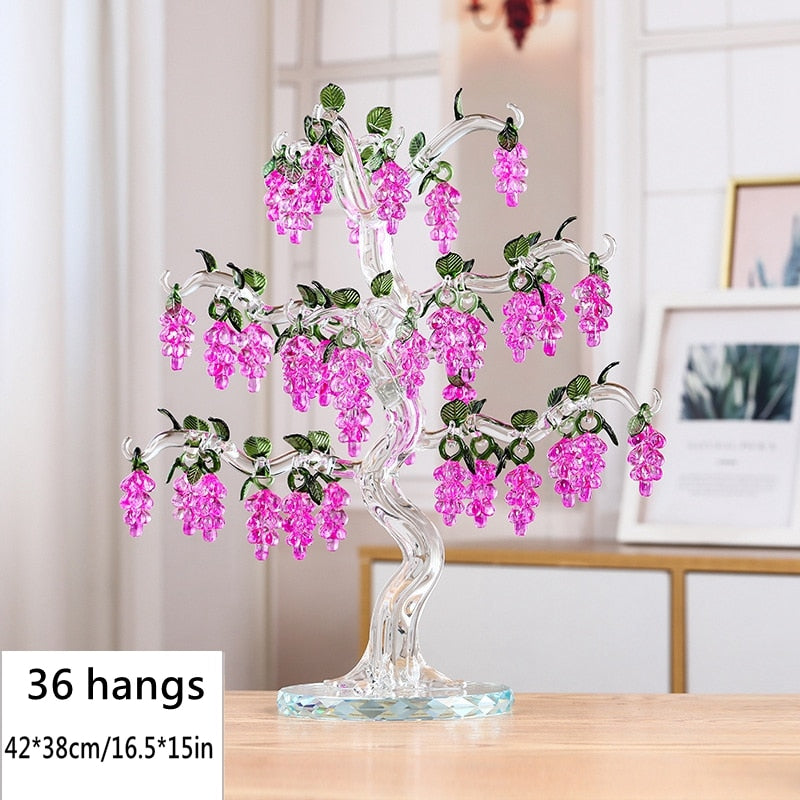 36 Asma Kristal Üzüm Ağacı Süslemeleri Fengshui Cam Zanaat Ev Dekoru Figürinler Noel Yeni Yıl Hediyeleri Hadi Süsleri Süs