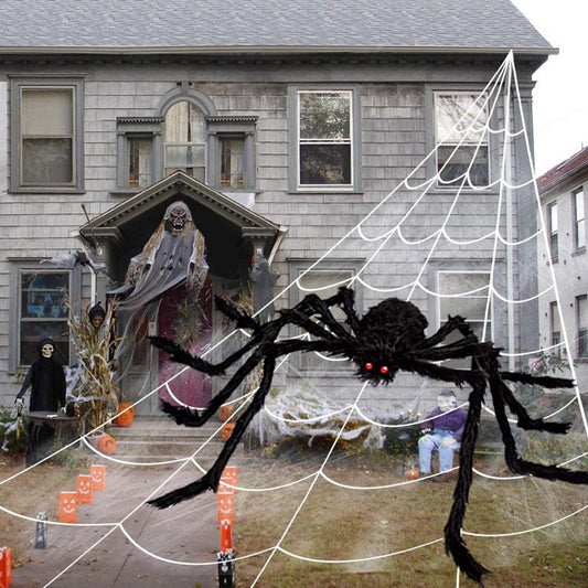 Araignée géante noire effrayante 90/150/200cm, énorme toile d'araignée, accessoires de décoration pour Halloween, maison hantée, décoration géante en plein air pour vacances 