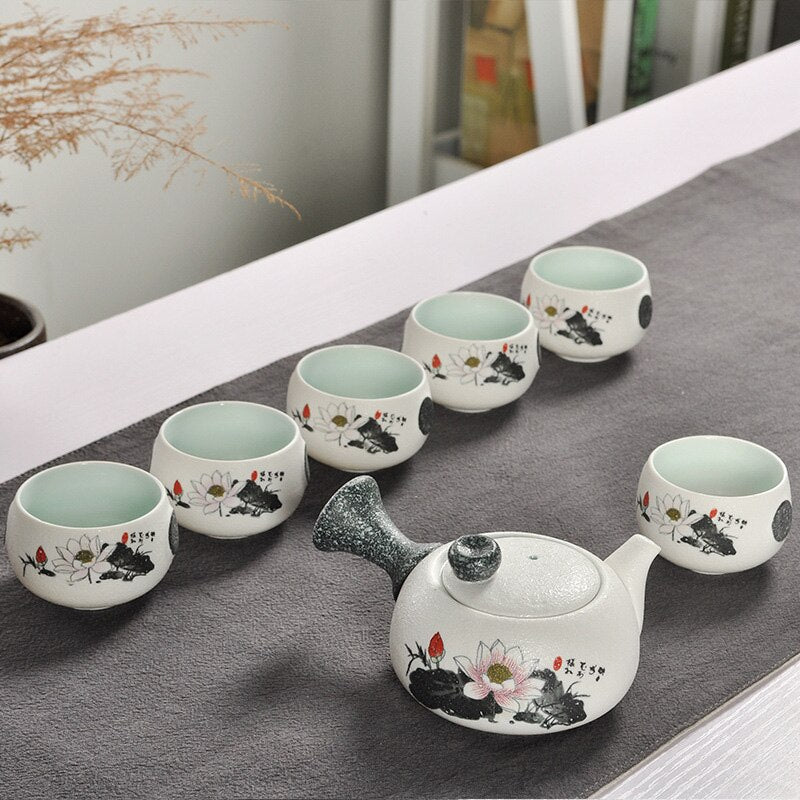 Service à thé chinois Kung Fu, théière Portable en céramique blanche, service à café en porcelaine, tasses à thé Gaiwan, théière de cérémonie
