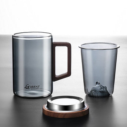 Gianxi Glass Tea Cups Tinggi Borosilikat Kaca Rumah Teh Rumah Teh Pisahkan Cangkir Teh Dengan Penutup Dan Menyaring Gelas Teh Bunga Cangkir Teh