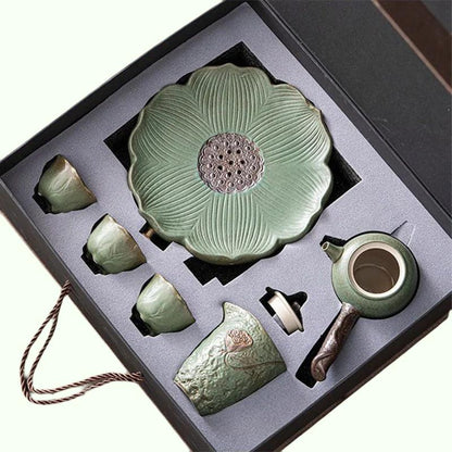 Japon Kung Fu Çay Seti Ev Seramik Çay Far Teapot Kaba Çanak Çömlekçilik Basit Taşınabilir Seyahat Çay Seti Çay Pot ve Bardak Seti