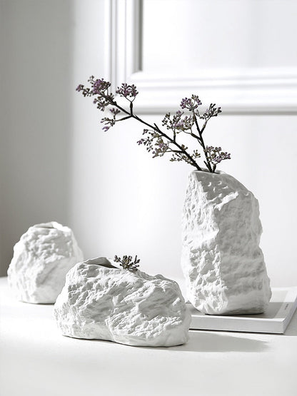 Kreativ rockery keramisk vase dekorasjon stue blomsterarrangement tørket blomsterdekorasjon enkel blomst