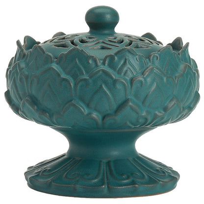Zen Ceramic Lotus Incense Burner Home Hiasan Kemenyan Cone Dulang Kontena Bilik Teh Gaya Cina