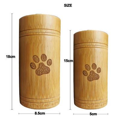 El yapımı bambu evcil hayvan urns köpek pençe kedi ayak desen kremasyon külleri urn hatıra tabut
