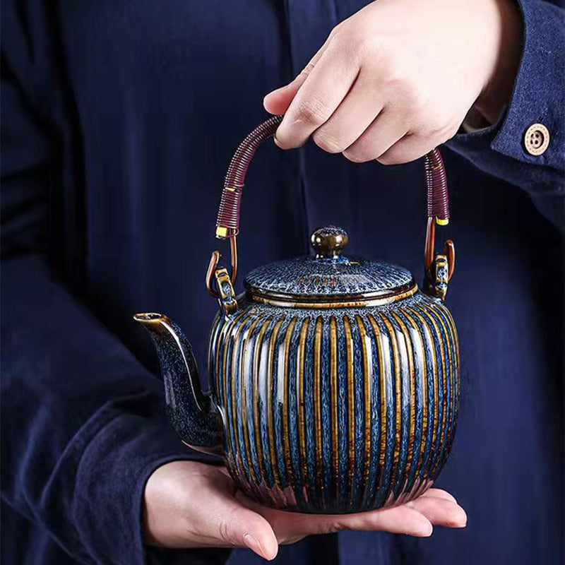 Exquisite chinesische Keramik Teekanne mit Filter 800 ml Becher Teekanne für Tee Wasserkocher Puer Teekanne Set Teegeschirr Teekannen Tasse Service Ton