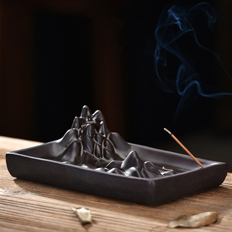 Brûleur d'encens à reflux rétro ligne en céramique créative brûleur d'encens Zen décoration de salon de thé à la maison