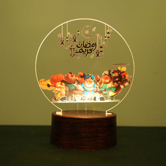 2023 EID MUBARAK LED LED LIGHT TABLE ORNAMENTS 3Dアクリルナイトランプイスラム教徒のラマダンパーティーEid Al Adha Ramadan Decoration for Home