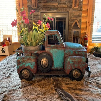 ديكور المنزل شاحنة الرجعية أواني الزهور الصغيرة نبات اصطناعي عصاري الراتنج زهرة وعاء مكتب عمل زخرفة غرفة ديكور الحرفية