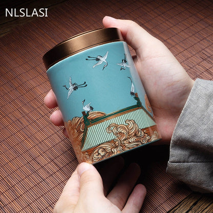 Klasický keramický čaj Caddy Travel Portable kulatý tvar Čaj může koření čajové krabice Candy Stookum Káva káva
