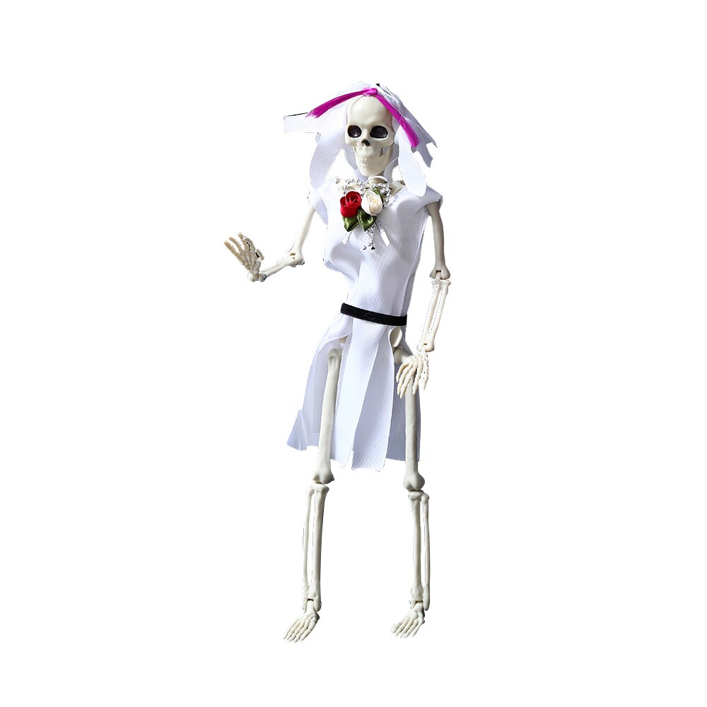 1 Definir o esqueleto de Halloween noivo e noivo de terror ossos humanos decorações de esqueleto de shalloween decoração favorece adereços assustadores