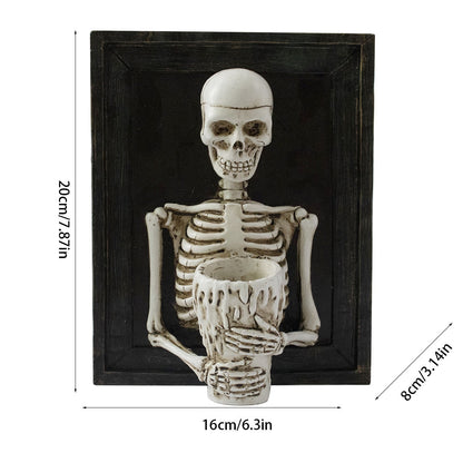 Halloween-Skelett-Fotorahmen, Heimdekoration, Skelett-Kerzenständer, Harz-Wandhalter, Desktop-Anhänger, LivingRoon Decora 