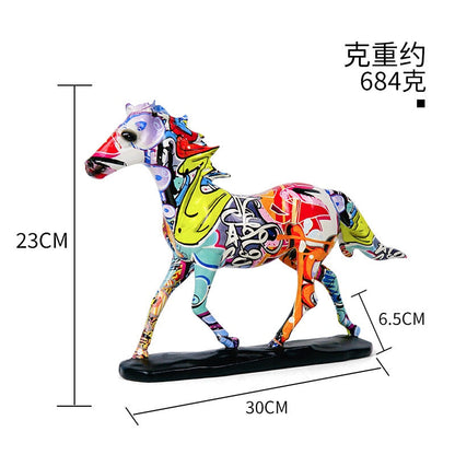 Colorful Graffiti Horse Resin Crafts Home Decoration Living Room Decoration Porch Wine Cabinet Decoration and Ornaments
