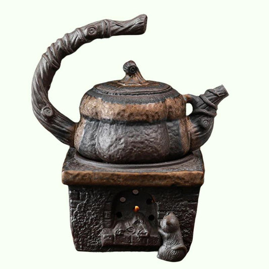 Jepun Stoneware Teh Teapot Tea Pot Gilt Labu Mengangkat Pot Lilin Hangat Teh Teh Teapot Set Infuser Teaware Dapur